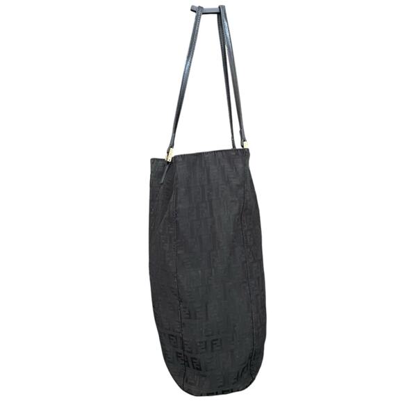 Fendi Women’s Vintage 2005 Zucchino FF Top Handle Canvas Black Silver Tote Purse - Picture 5 of 13